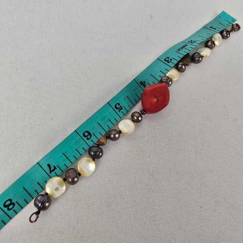 Red Natural Stone Pearl Beaded Bracelet