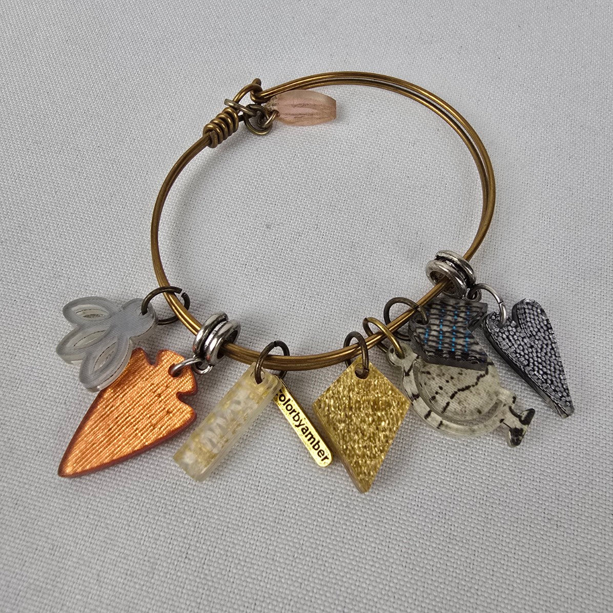 Color by Amber Gold Tone Charm Bracelet