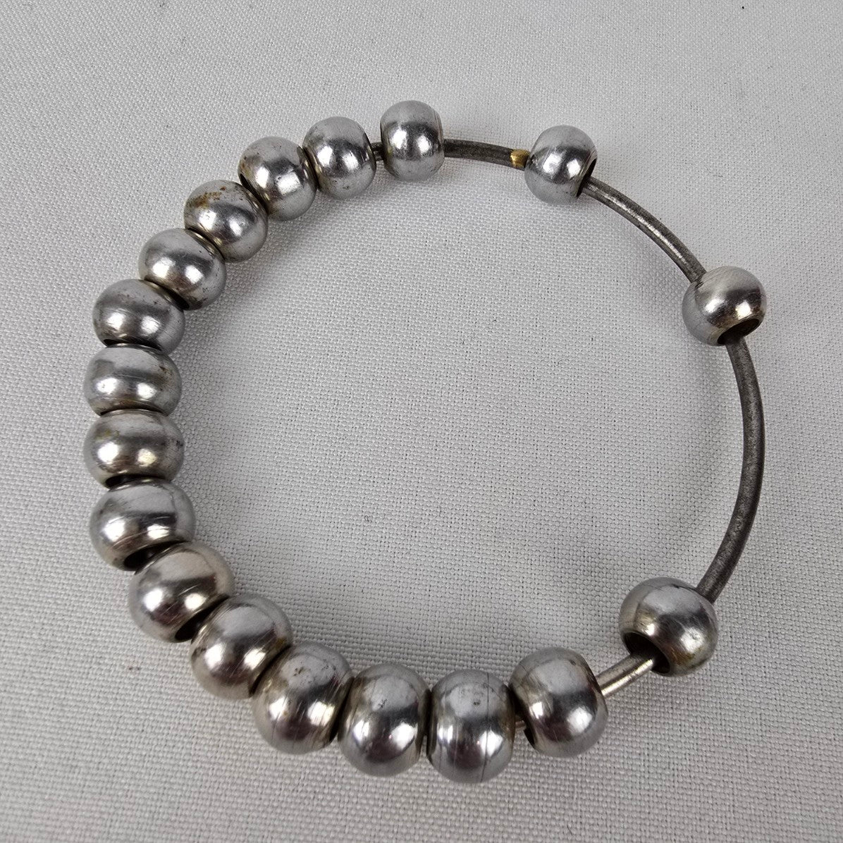 Silver Tone Beaded Large Bangle Bracelet