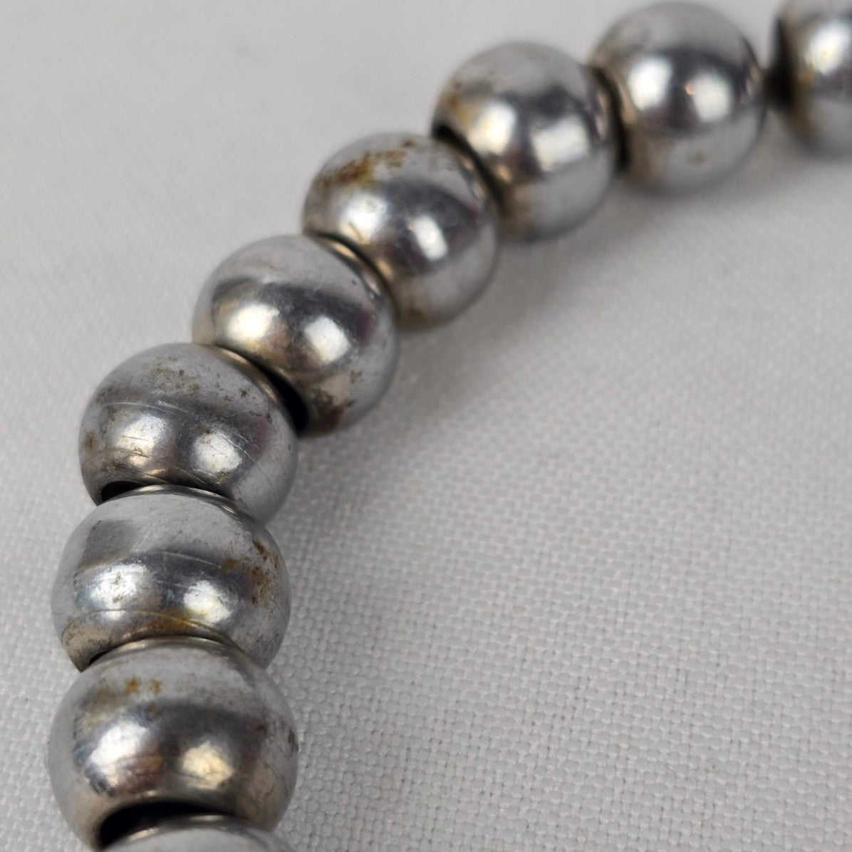 Silver Tone Beaded Large Bangle Bracelet