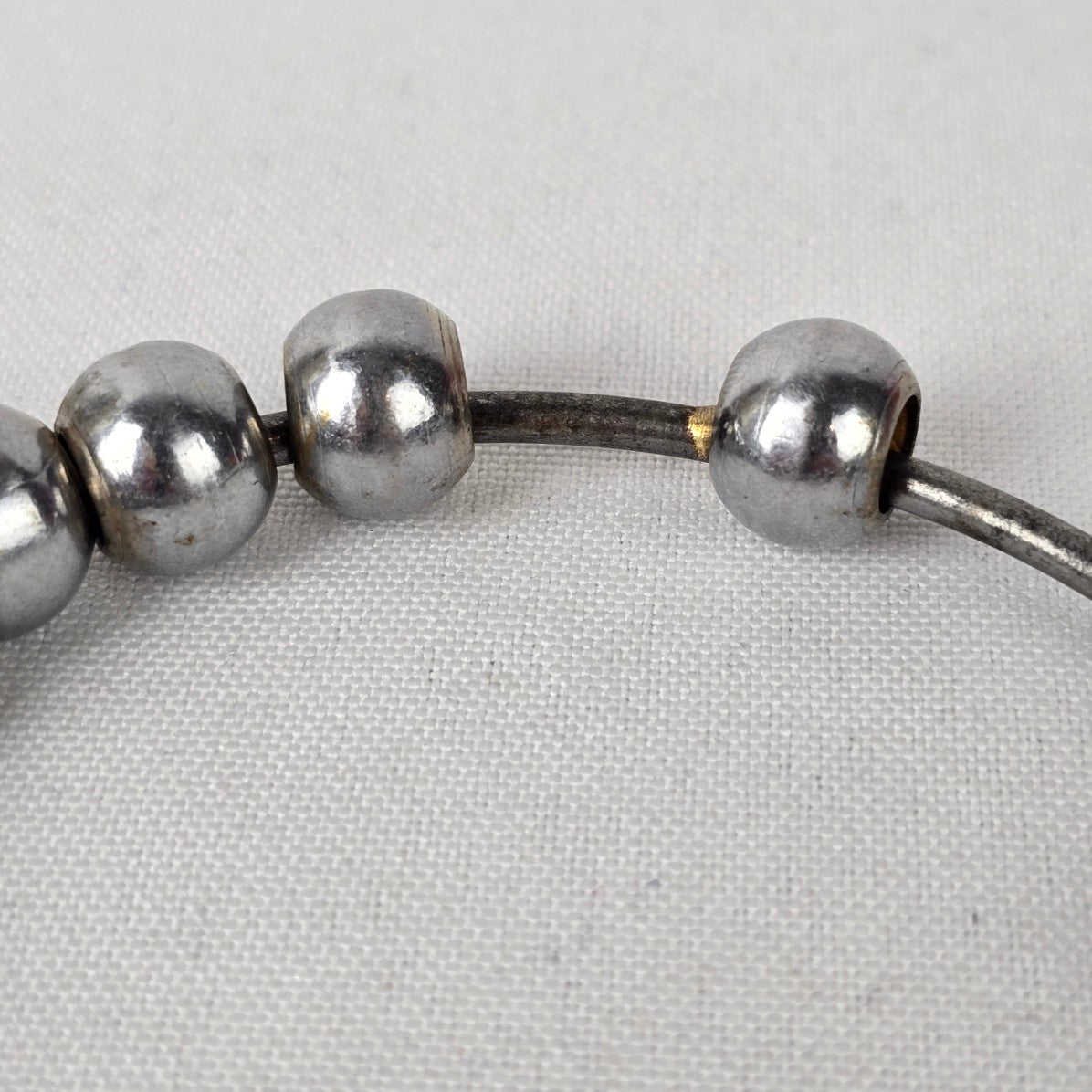 Silver Tone Beaded Large Bangle Bracelet