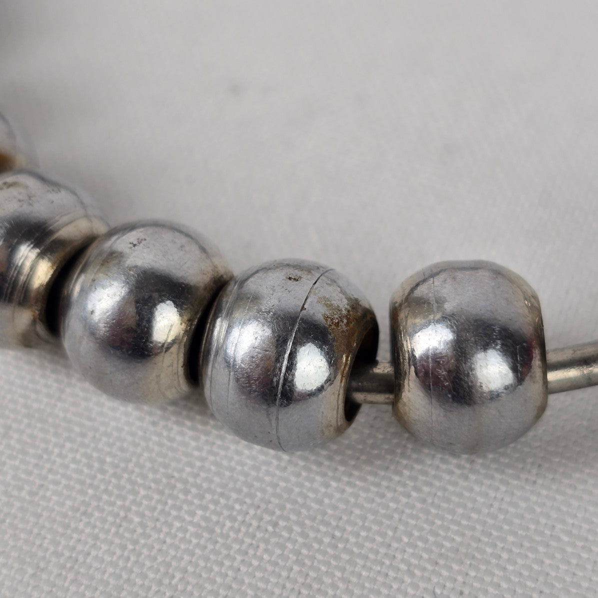 Silver Tone Beaded Large Bangle Bracelet