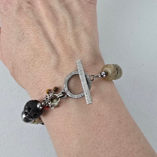 Silpada Brown Leather Cha-cha Toggle Bracelet