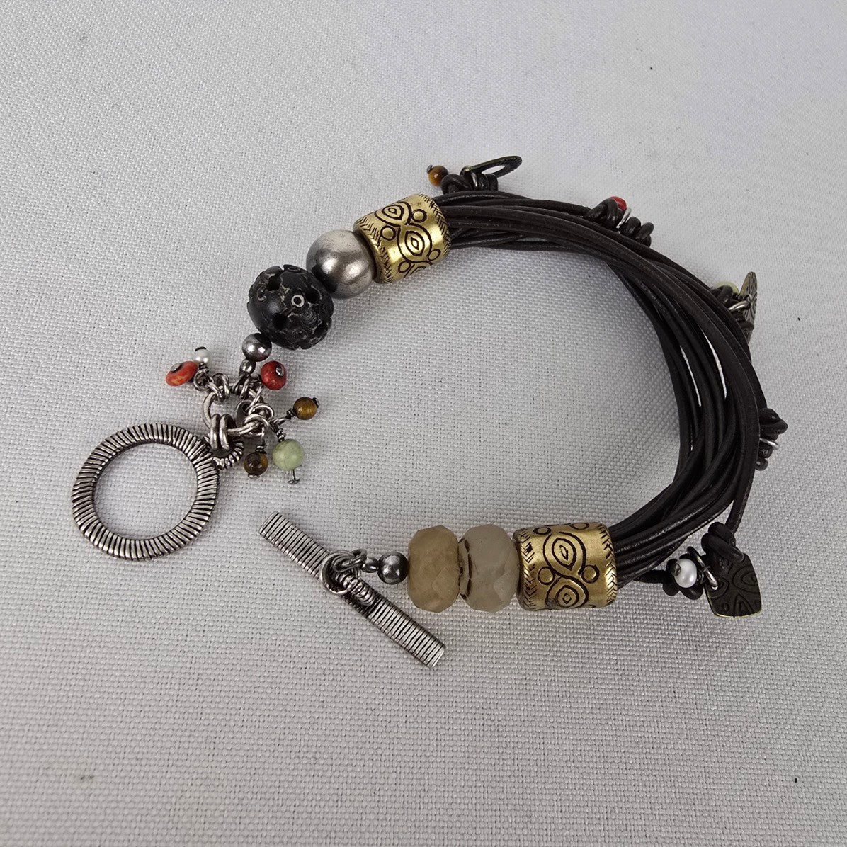 Silpada Brown Leather Cha-cha Toggle Bracelet