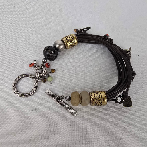 Silpada Brown Leather Cha-cha Toggle Bracelet