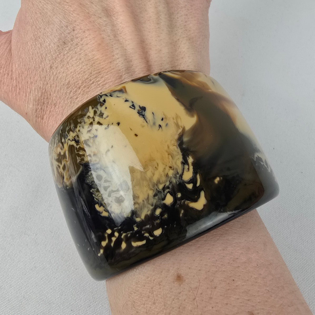 Brown Marbled Chunky Bangle Bracelet