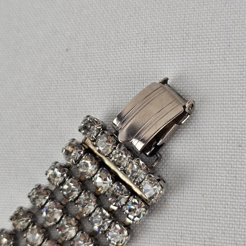 Vintage Silver Tone Rhinestone Link Bracelet