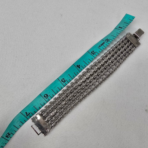 Vintage Silver Tone Rhinestone Link Bracelet