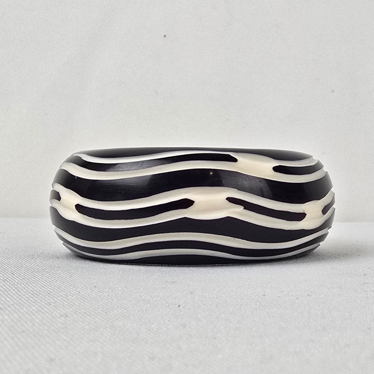 Black & White Carved Bangle Bracelet