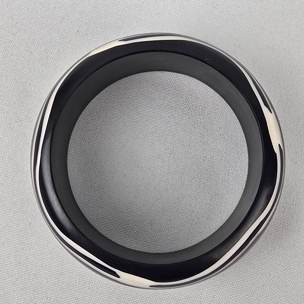 Black & White Carved Bangle Bracelet