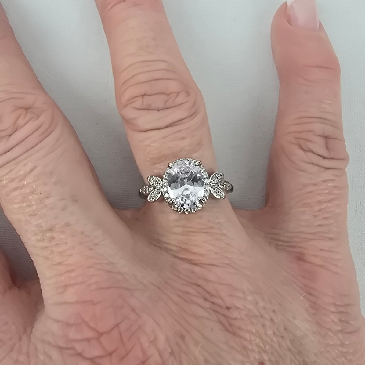 S925 Silver Crystal Stone Ring Size 8