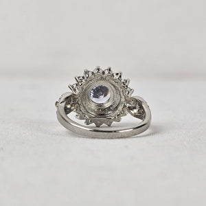 Silver Tone Crystal Stone Statement Ring Size 8