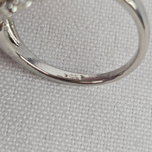 Silver Tone Crystal Stone Statement Ring Size 8
