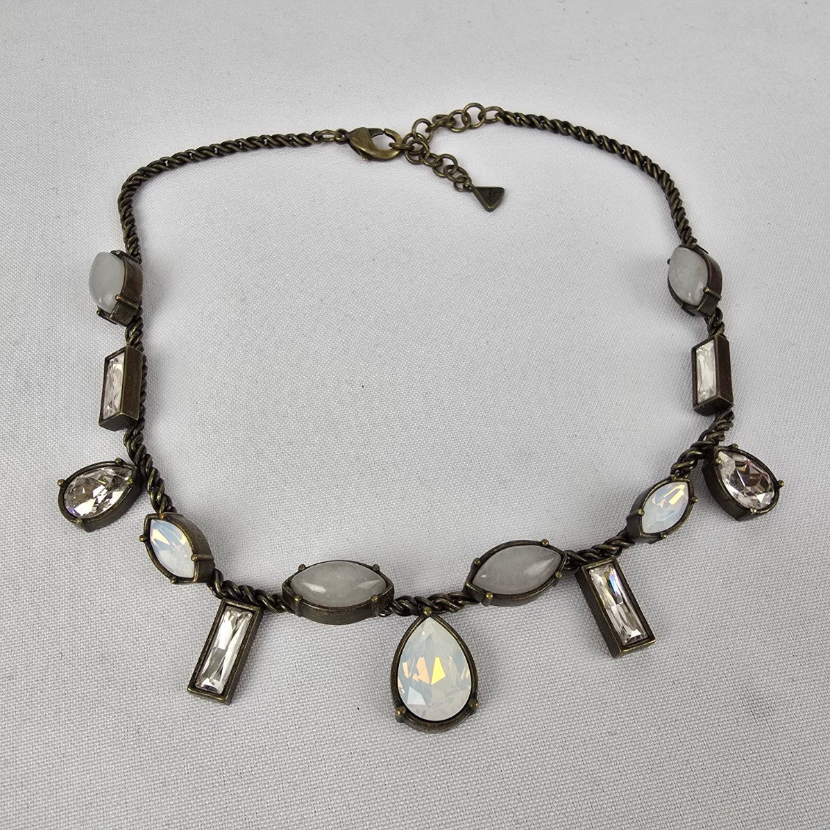 Silpada KR Collection Antiqued Brass Quartz & Swarovski Crystal Necklace