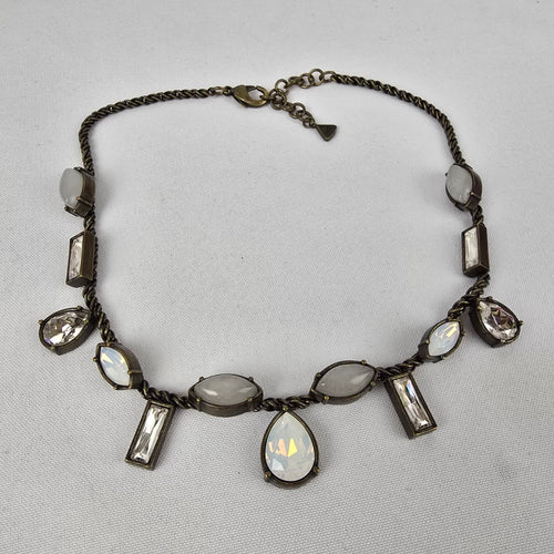 Silpada KR Collection Antiqued Brass Quartz & Swarovski Crystal Necklace