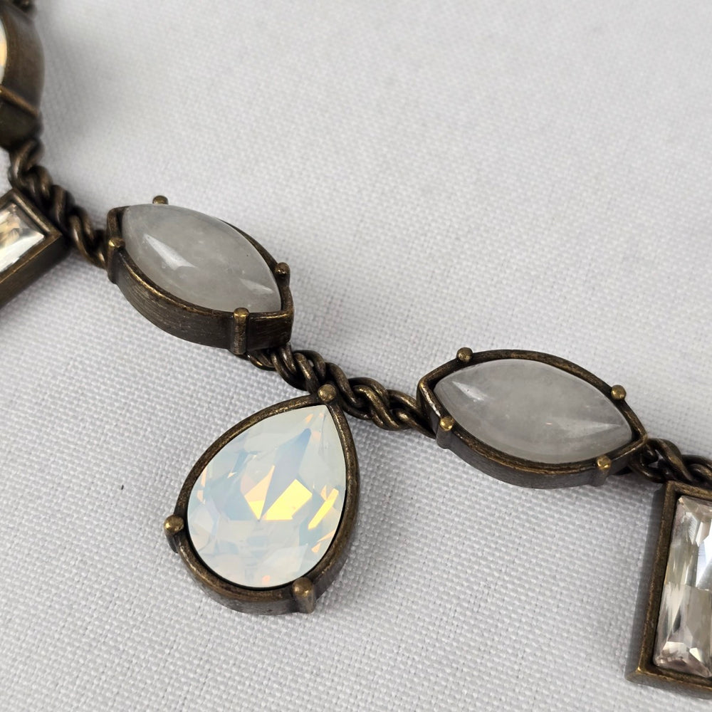 Silpada KR Collection Antiqued Brass Quartz & Swarovski Crystal Necklace