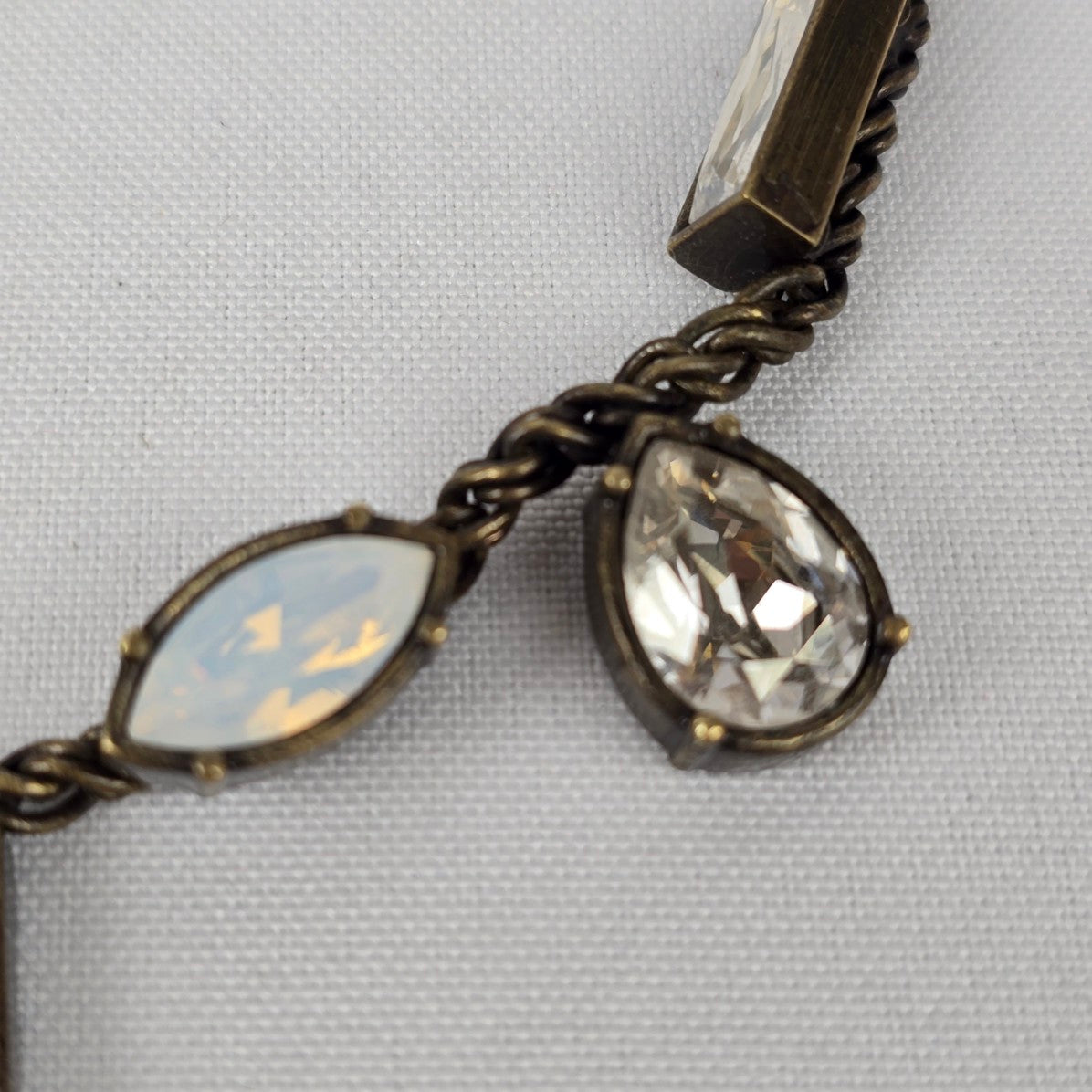 Silpada KR Collection Antiqued Brass Quartz & Swarovski Crystal Necklace