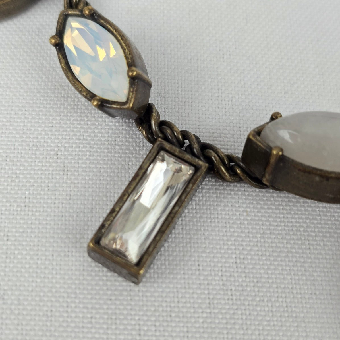 Silpada KR Collection Antiqued Brass Quartz & Swarovski Crystal Necklace