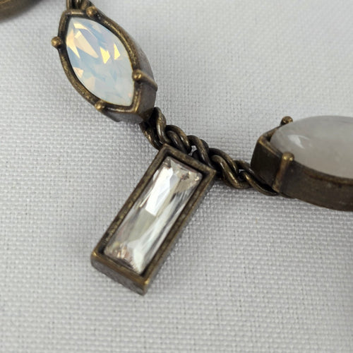 Silpada KR Collection Antiqued Brass Quartz & Swarovski Crystal Necklace
