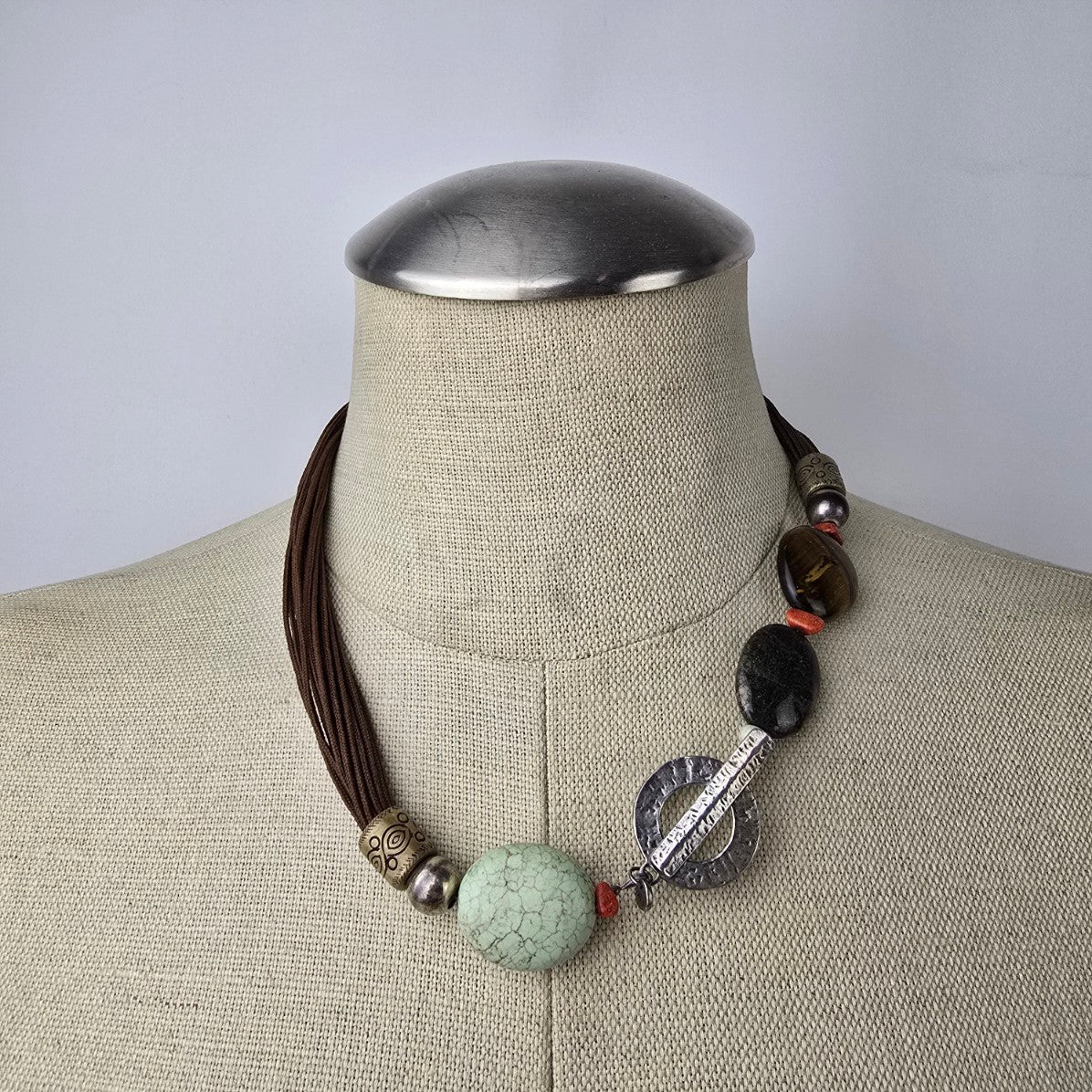 SILPADA Sterling Silver Toggle Tigers Eye Howlite Necklace