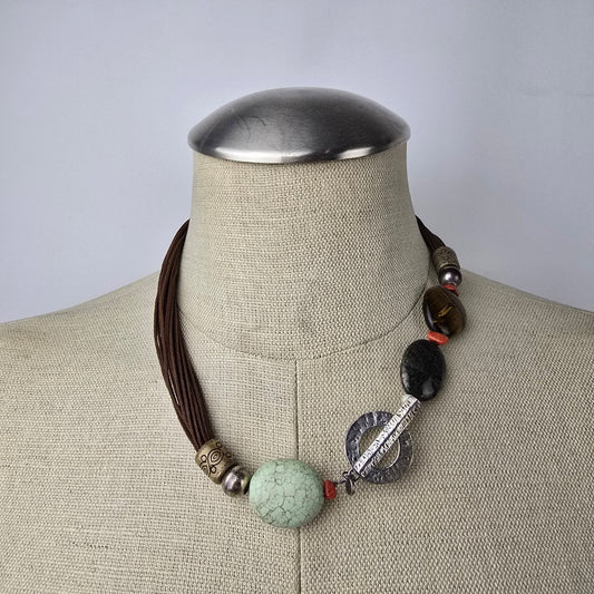 SILPADA Sterling Silver Toggle Tigers Eye Howlite Necklace