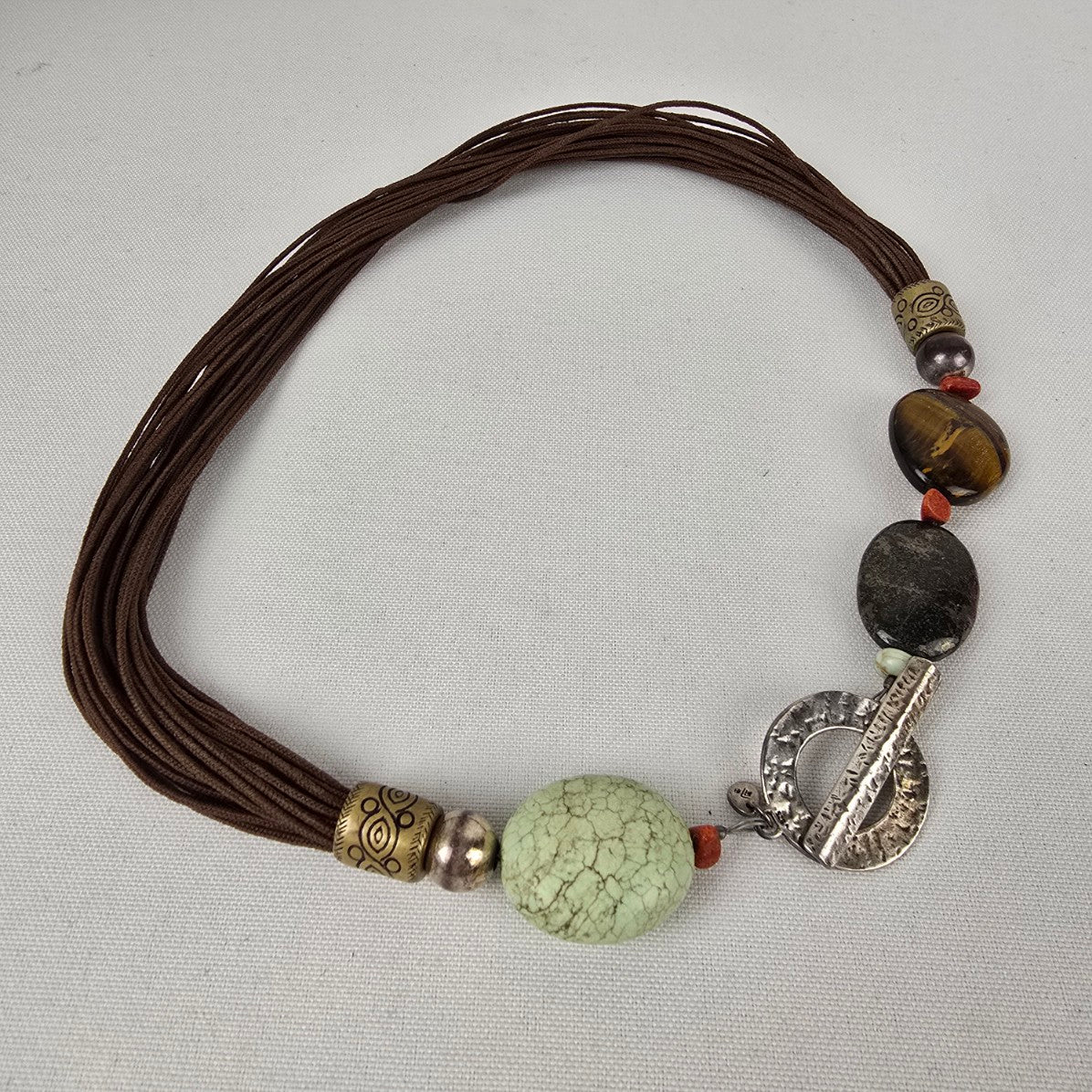 SILPADA Sterling Silver Toggle Tigers Eye Howlite Necklace