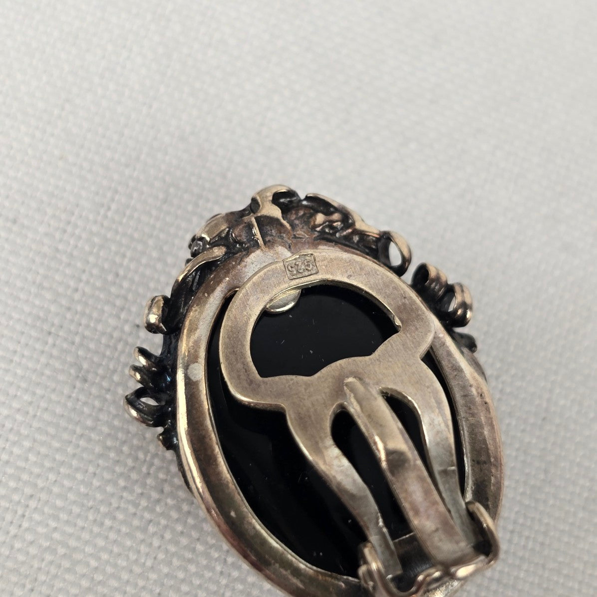 Vintage 925 Sterling Silver Amber Clip On Earrings