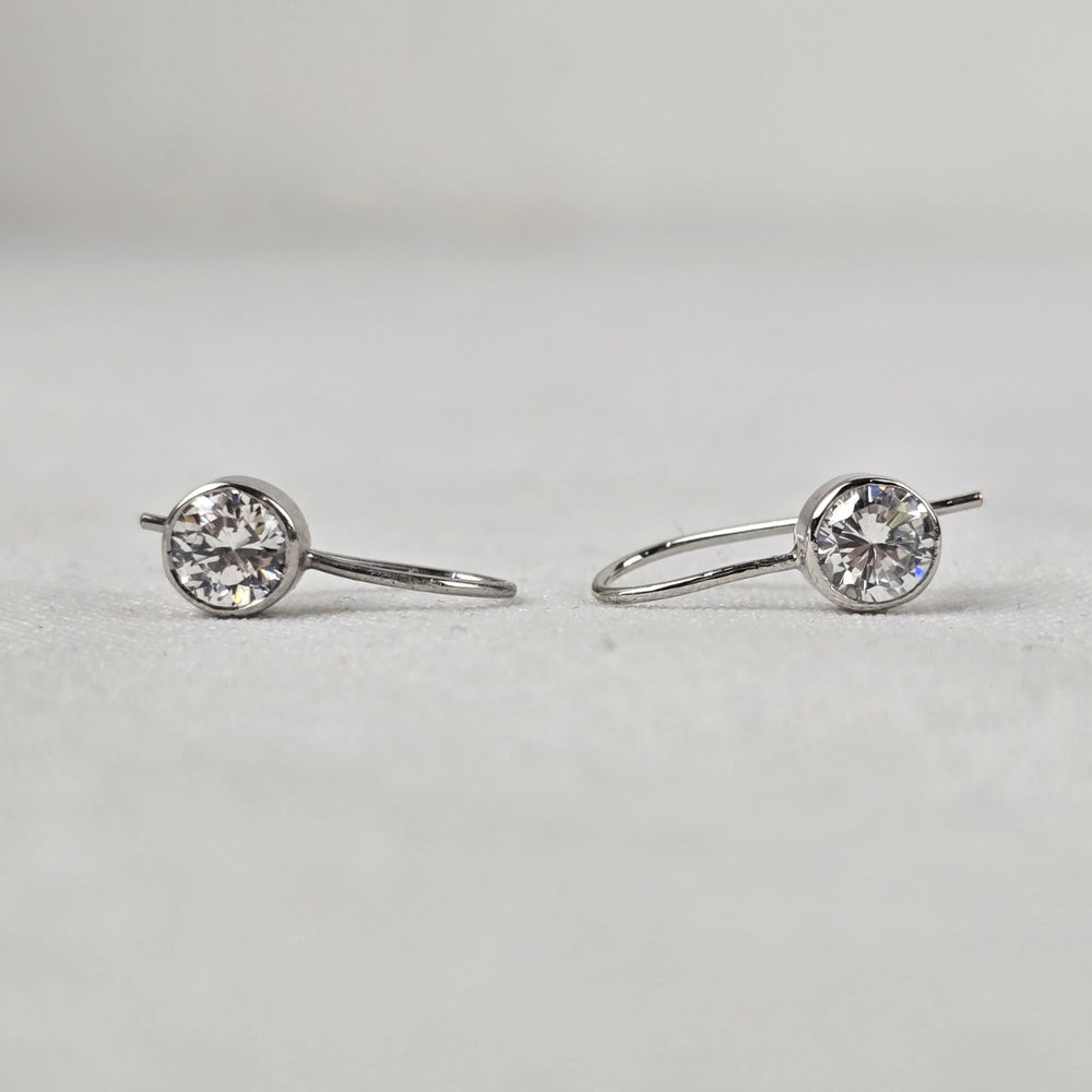Silver Crystal Stone Delicate Drop Earrings