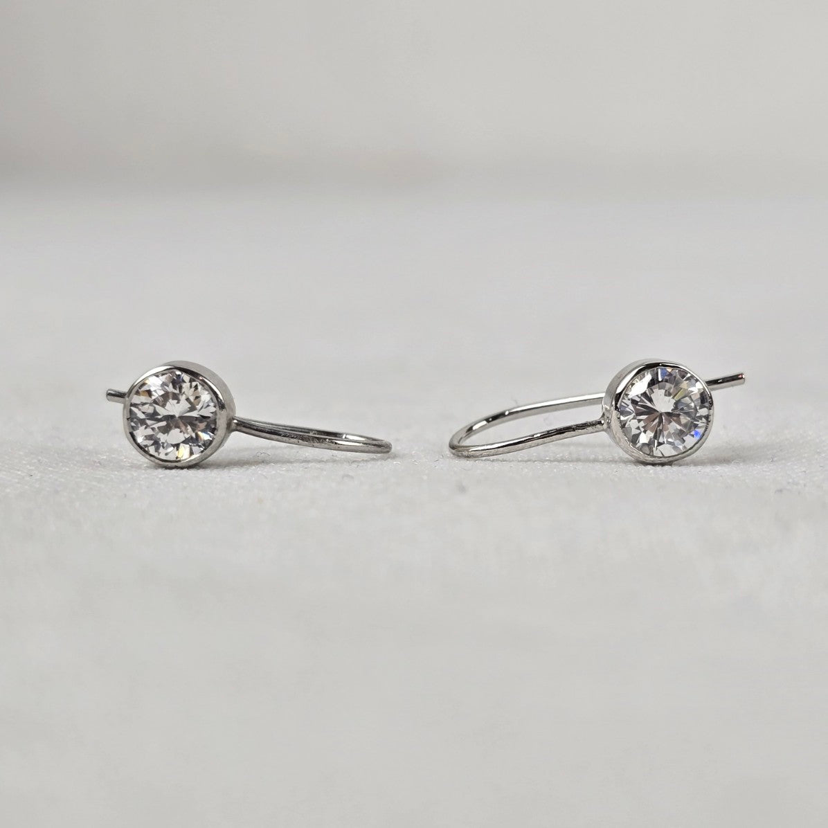 Silver Crystal Stone Delicate Drop Earrings
