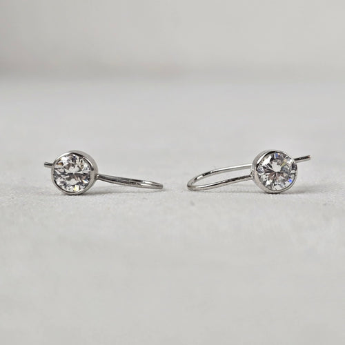 Silver Crystal Stone Delicate Drop Earrings