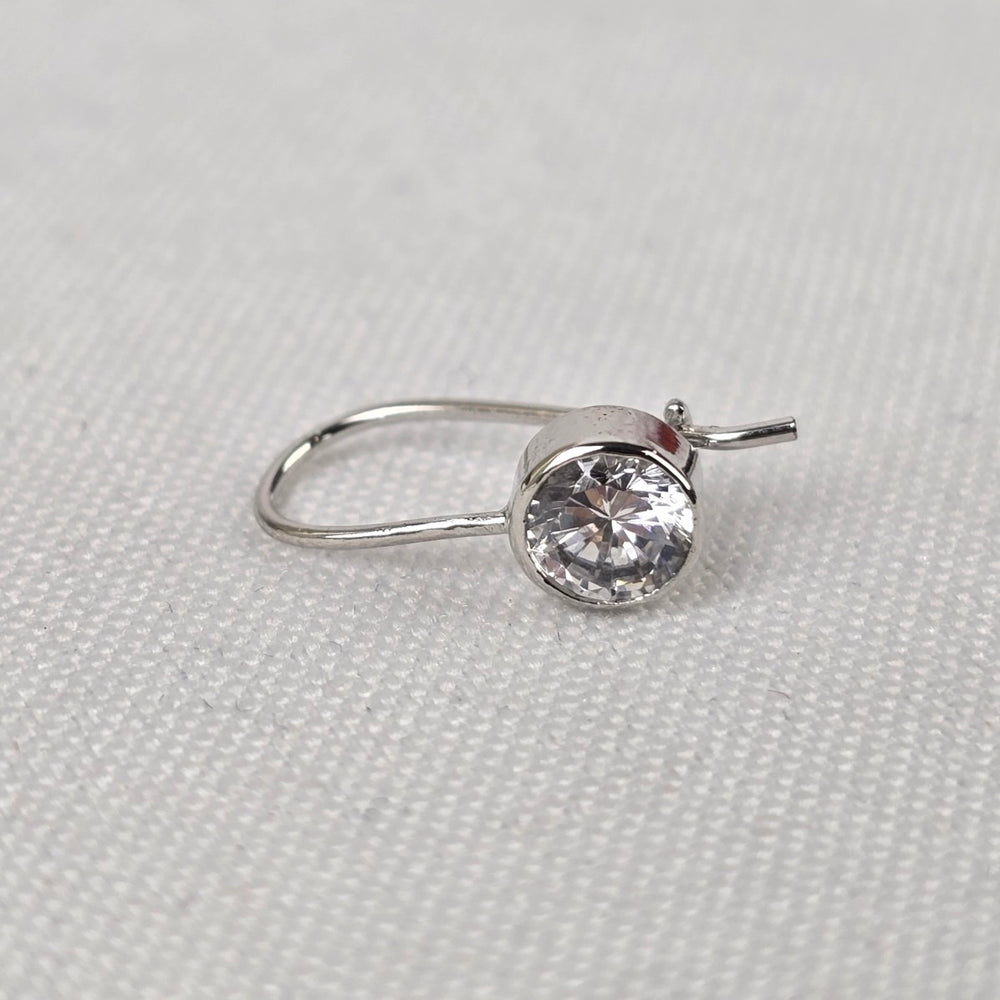 Silver Crystal Stone Delicate Drop Earrings