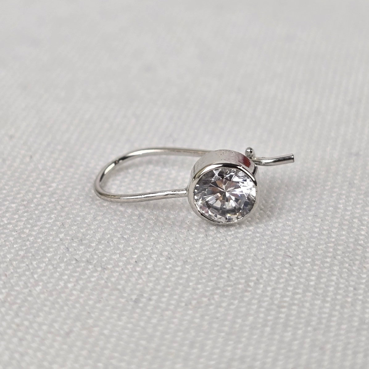 Silver Crystal Stone Delicate Drop Earrings