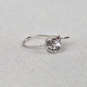 Silver Crystal Stone Delicate Drop Earrings