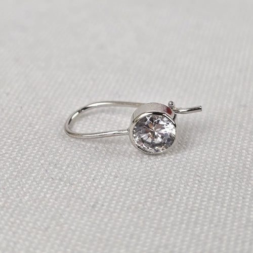 Silver Crystal Stone Delicate Drop Earrings