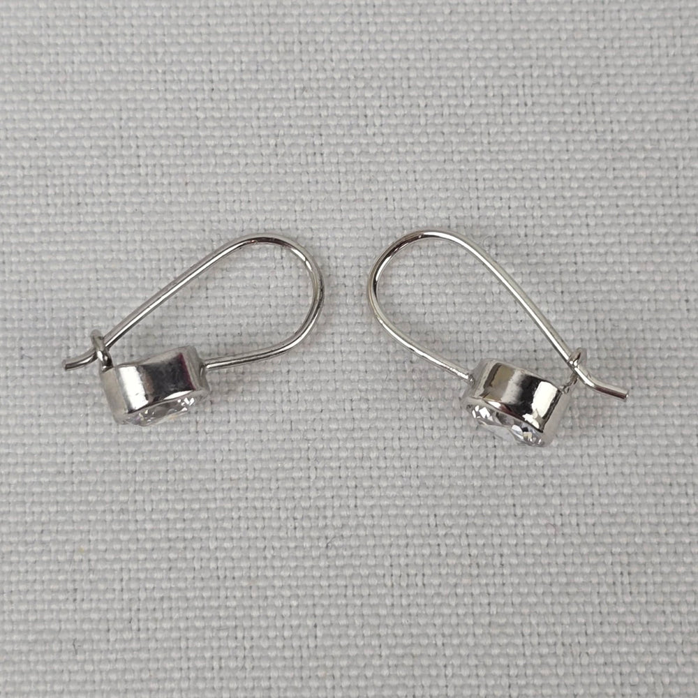 Silver Crystal Stone Delicate Drop Earrings