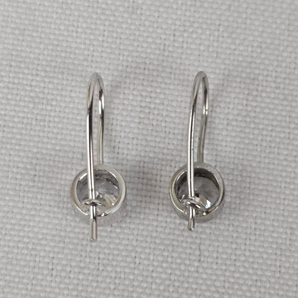 Silver Crystal Stone Delicate Drop Earrings