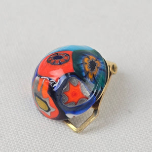 Vintage Glass Millefiori Colorful Clip On Earrings