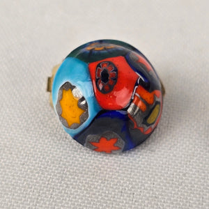 Vintage Glass Millefiori Colorful Clip On Earrings