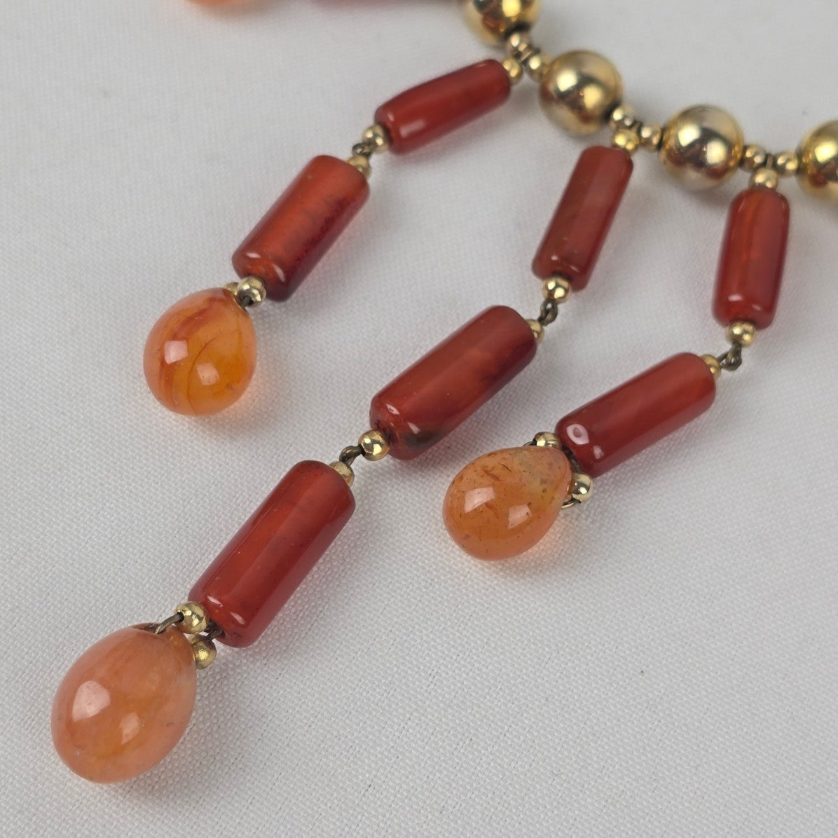 Vintage Bronze Natural Stone Chandelier Choker Necklace
