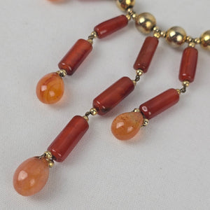 Vintage Bronze Natural Stone Chandelier Choker Necklace