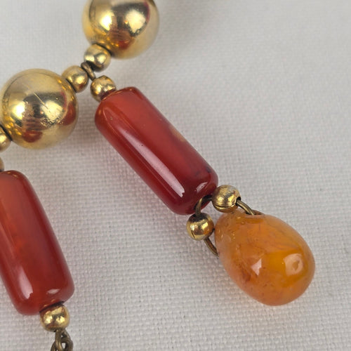 Vintage Bronze Natural Stone Chandelier Choker Necklace