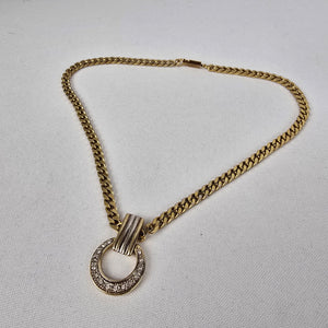 Vintage 1980s Gold Rhinestone Chain Necklace