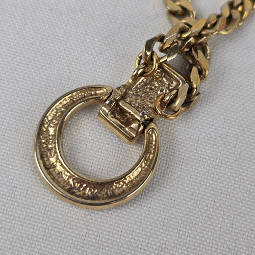 Vintage 1980s Gold Rhinestone Chain Necklace