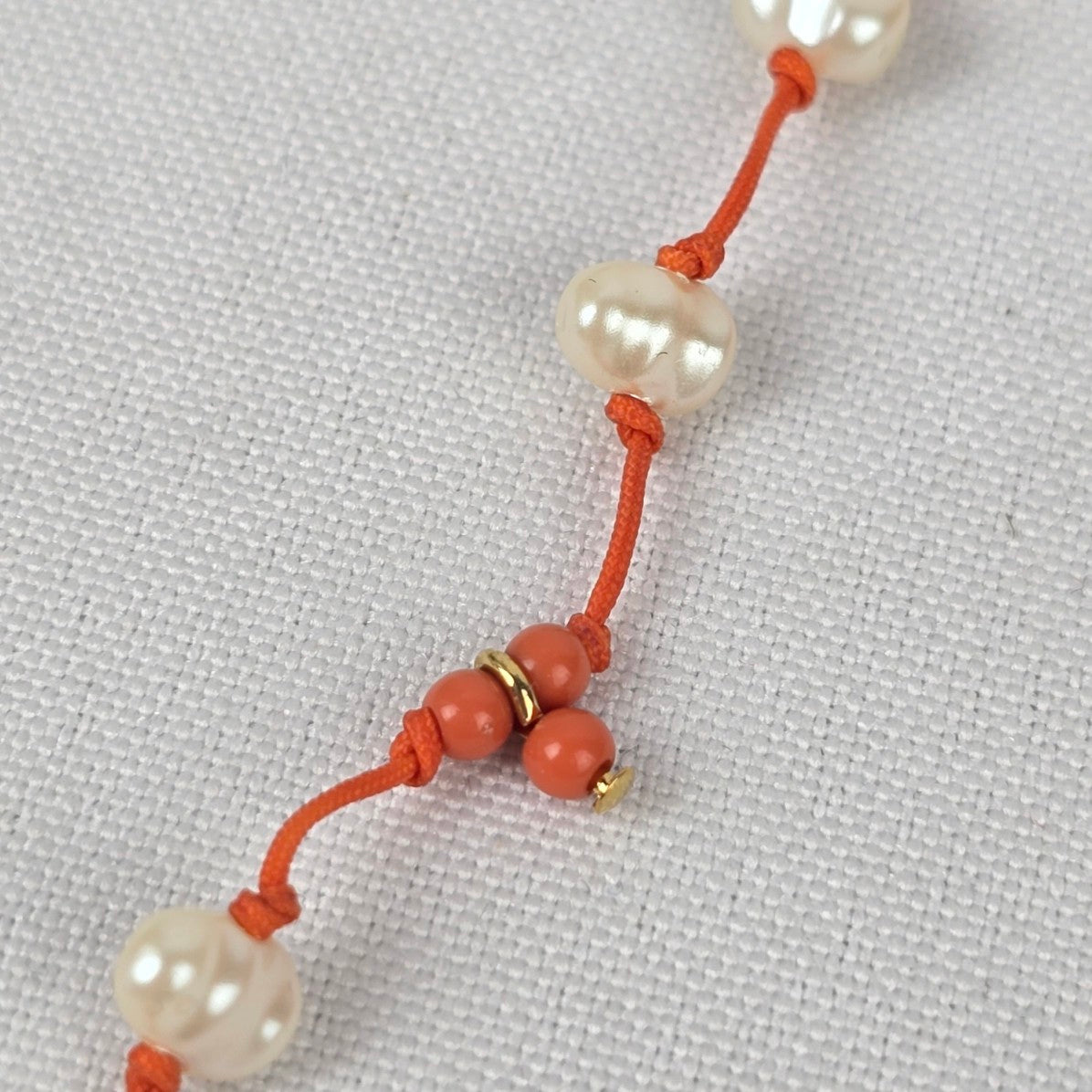 Avon Fresh Water Pearl Hand Knotted Beaded Coral Necklace & Earrings