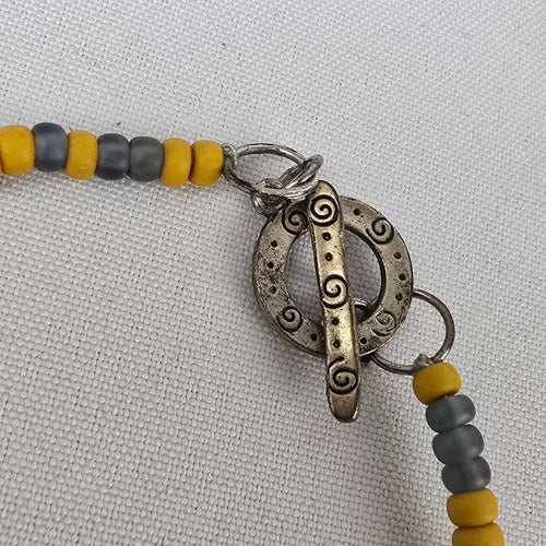 Handmade Yellow Glass Colorful Beaded Long Necklace