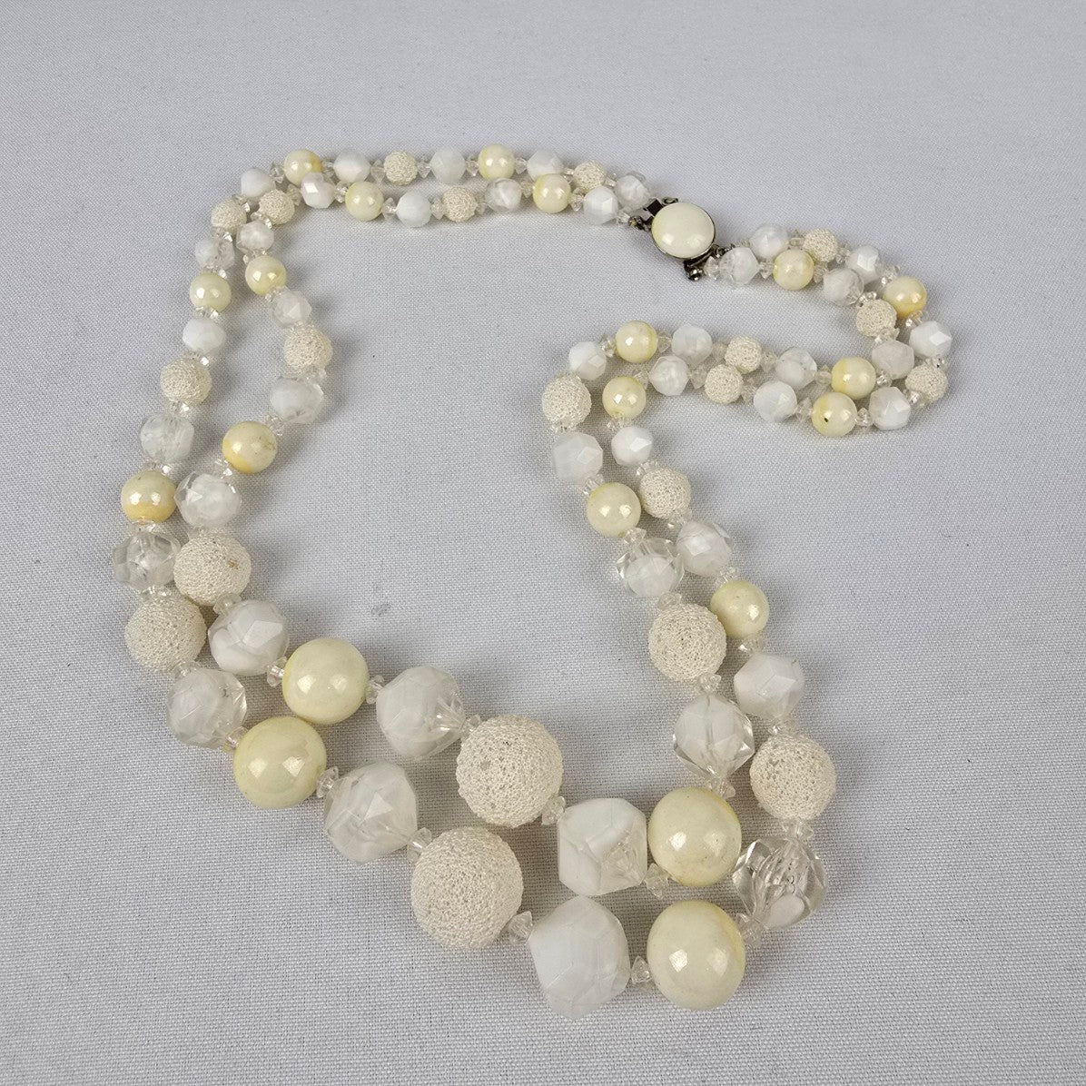 Vintage Hong Kong Cream Layered Beaded Necklace