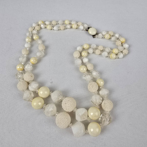 Vintage Hong Kong Cream Layered Beaded Necklace