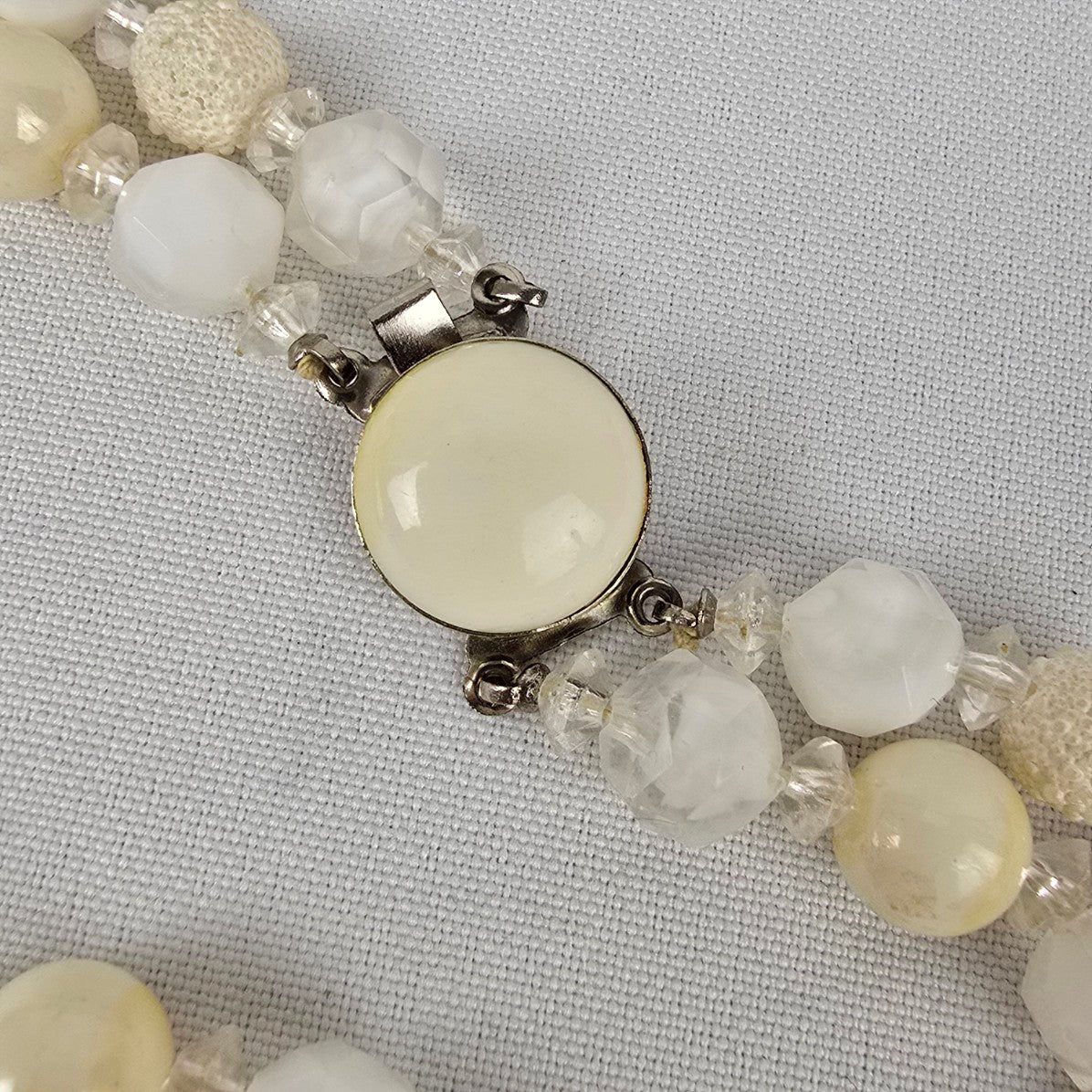 Vintage Hong Kong Cream Layered Beaded Necklace