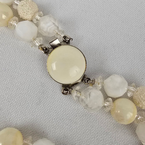 Vintage Hong Kong Cream Layered Beaded Necklace