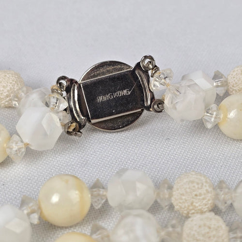 Vintage Hong Kong Cream Layered Beaded Necklace